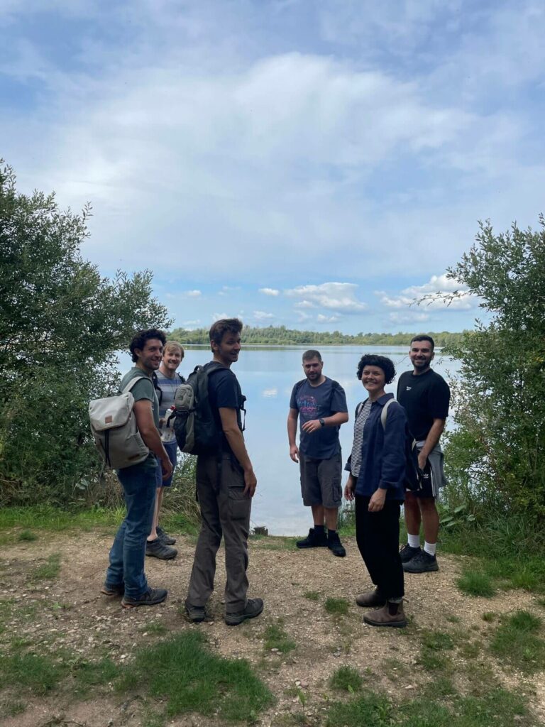 Pixel Fridge stand by a lake